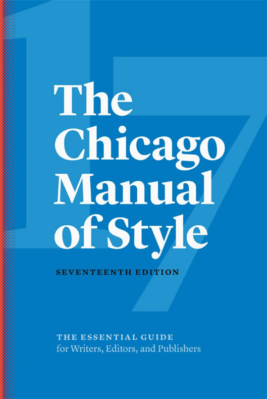 Book Cover: The Chicago Manual of Style 17th Edition